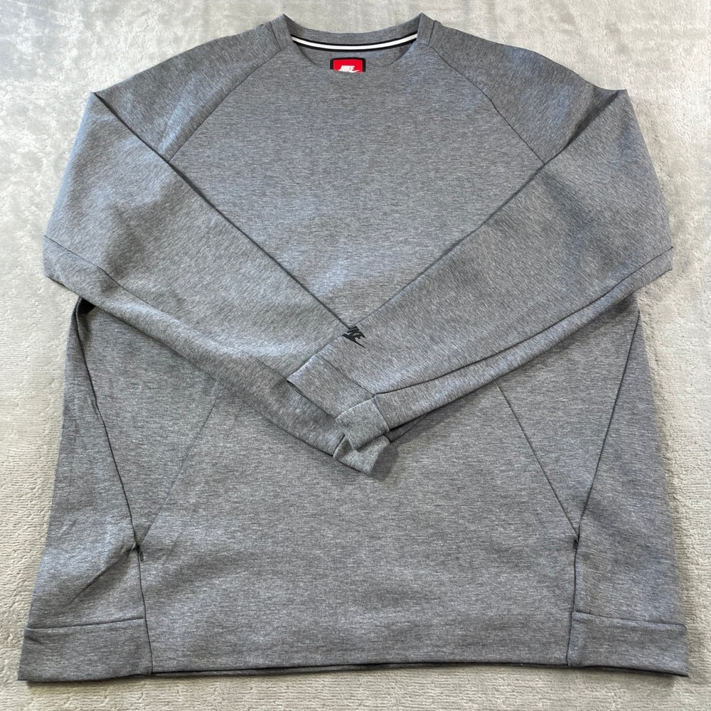 Nike Tech Fleece Sweatshirt Mens XXL Gray Raglan Crewneck Pockets Casual School